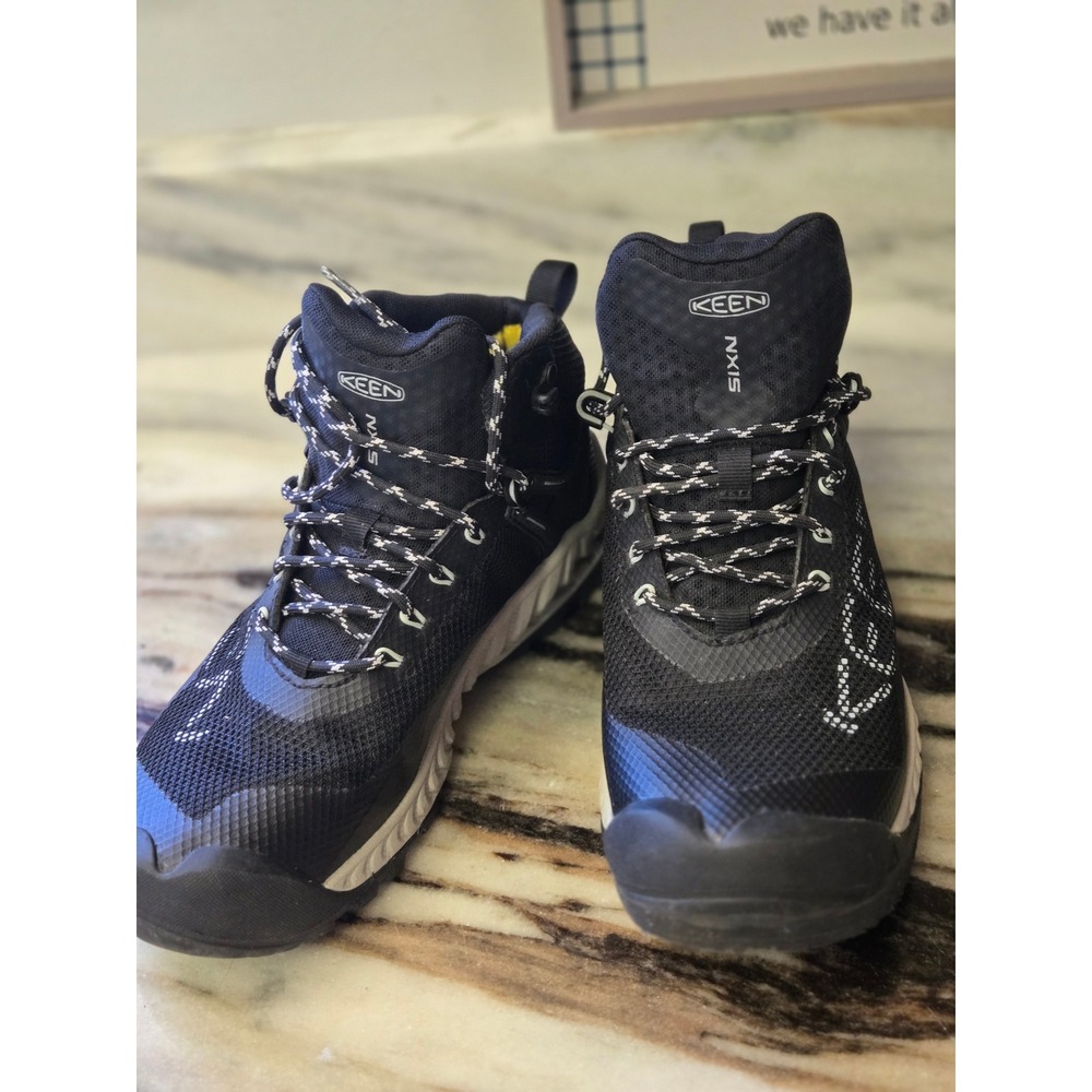 KEEN NXIS EVO Mid Waterproof Hiking Boots Black Grey 1025911 Womens 8